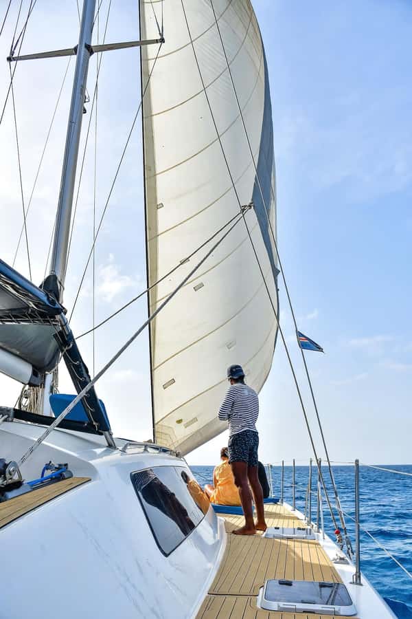 3-hour Catamaran Adventure on the waters of Sal Island - The short swim and snorkeling stop