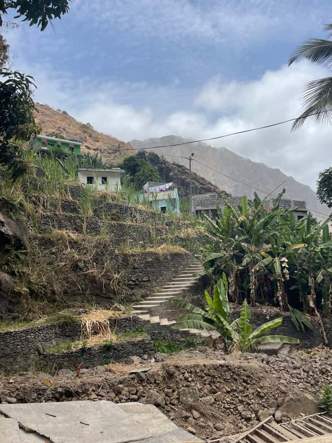 Cova–Paúl Valley Trek: Santo Antão Day Trip by Ferry - Hiking downhill through Paúl Valley
