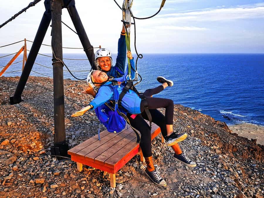 From Santa Maria: Sal island Zipline Experience (Official) - The Serra Negra climb and safety briefing