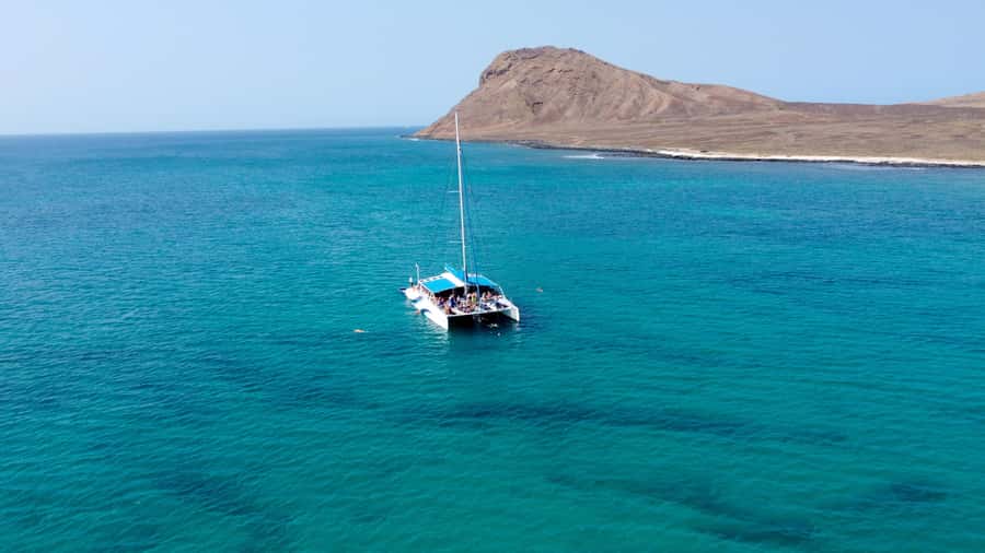 Sal: All-Inclusive Half-Day Lounge Catamaran Cruise - A calm outward trip with drinks in hand